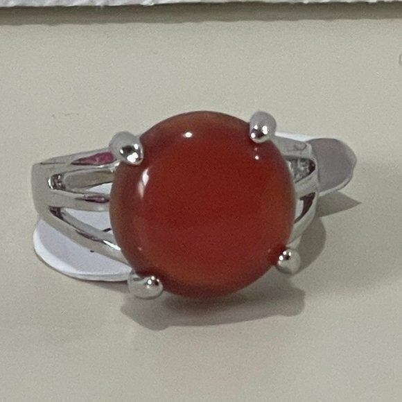 Amber silver ring size 6​ - Picture 1 of 4